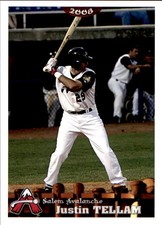 2008 Salem Avalanche Grandstand 24 Justin Tellam San Clemente California CA Card