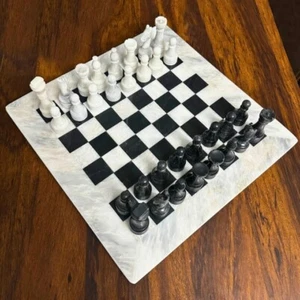 Handmade Marble Chess Set Black and White Tournament Chess Set Size 12 x 12 - Bild 1 von 4