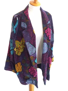 Chaqueta Joanna Mujer Pana Abstracta Floral Frente Abierto XL - Imagen 1 de 5