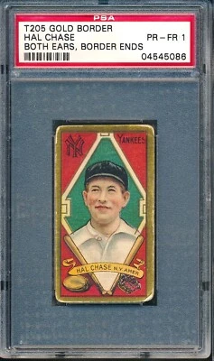 1911 T205 Cycle: HAL CHASE Both Ears Border Ends, New York Yankees ~ PSA 1 - Image 1 of 2