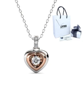 Collana Donna Cuore Oro Bianco Cristallo SWAROVSKI Elements Originale Punto Luce - Foto 1 di 4