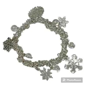 Silberfarben Weihnachten Schneeflocke Stretch Armband - Bild 1 von 2