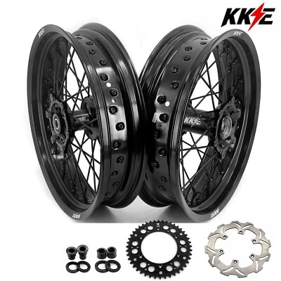 para Suzuki DRZ400 SM 2005-2025 --KKE 17" Conjunto de Rodas Supermoto Cubos Pretos Raios - Imagem 1 de 4