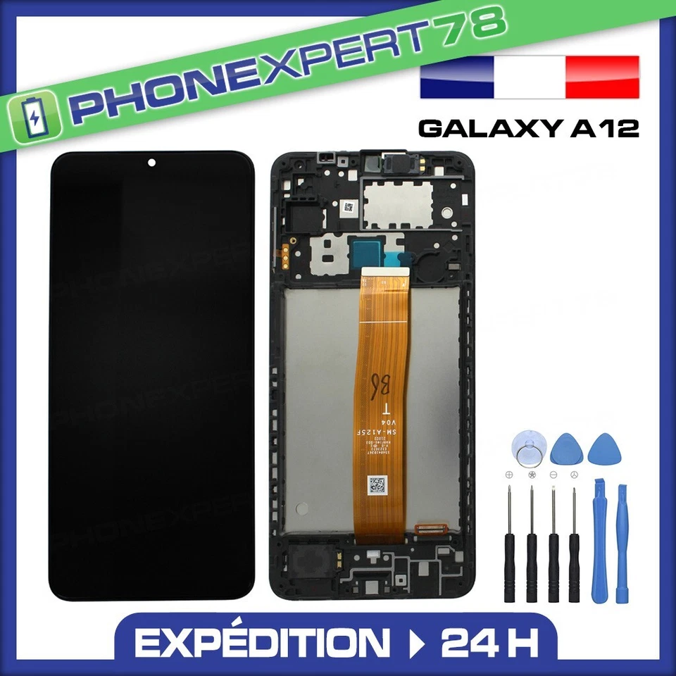ECRAN LCD OLED SUR CHASSIS POUR SAMSUNG GALAXY A12 A125 + OUTILS - Photo 1/1