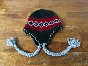 BRONER Wool Blend Knit multicolor Ski Hat With Ties & Tassel Mens One Size - Picture 1 of 9