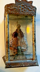 Vintage Mexican Tin Nicho Shrine Our Lady of San Juan de los Lagos 7 1/2" High - Picture 1 of 11