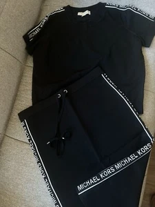 Michael Kors Logo Tape 2 Pc Pencil Skirt + Top Size L New - Picture 1 of 10