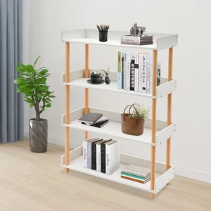 4 Tier Bookcase Bookshelf Open Shelf Display Storage Organizer Home Office White - Picture 1 of 17