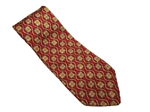 ROBERT TALBOTT Studio Designer Red Gold Geometric Silk Mens Neck Tie - Picture 1 of 3