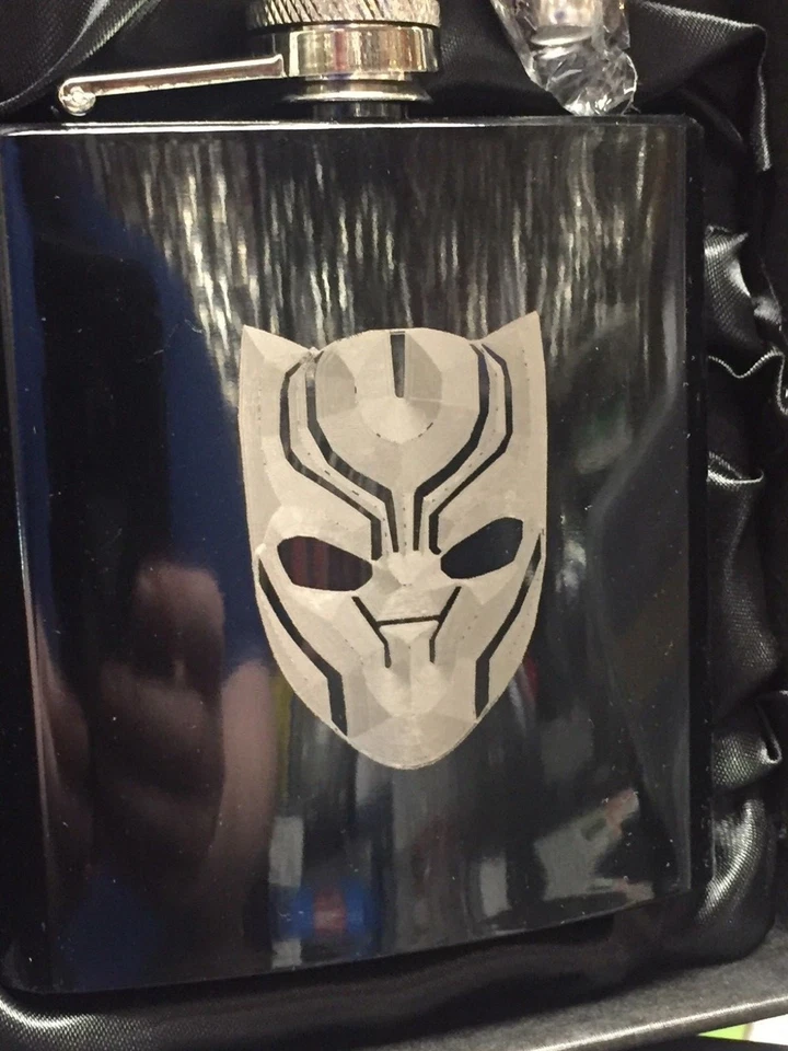 black PANTHER HIP FLASK 6oz black stainless steel hipflask the Avengers wakanda - image 1 of 1