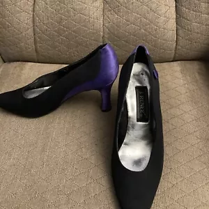 J. Reneé black and purple fabric shoes pumps slip on almond toe Size 7.5M - Picture 1 of 7