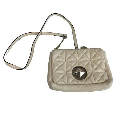 Kate Spade Natalia Quilted Leather Crossbody Purse S Ivory Flap Bag Turn-Lock - Image 1 of 4
