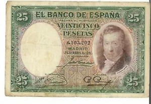ESPAÑA: 25 PESETAS VICENTE LOPEZ (ALFONSO XII). AÑO 1931. SIN SERIE. RC+. IDEAL. - Bild 1 von 2