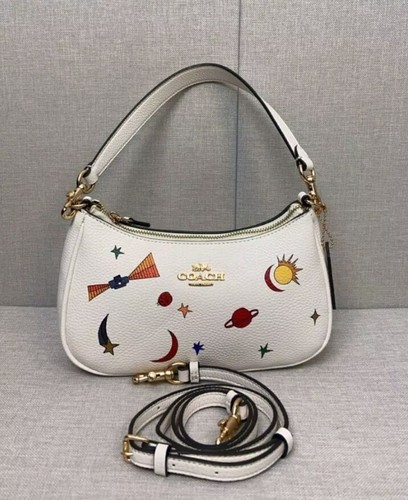 Borsa a tracolla Coach X Observed By Us Teri nuova con etichetta in pelle con stampa gesso