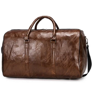 Mens Leather Duffle Weekend Bag Gym Large Travel Womens Luggage Handbag Holdall - Picture 1 of 12
