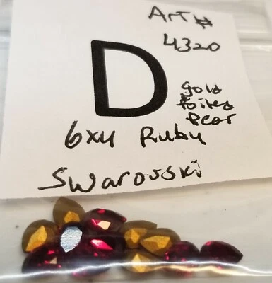 Vtg 6x4mm Rare Fat Fancy Swarovski  Pear Rhinestones Faceted Jewelry Repair 6001 - Image 1 of 2