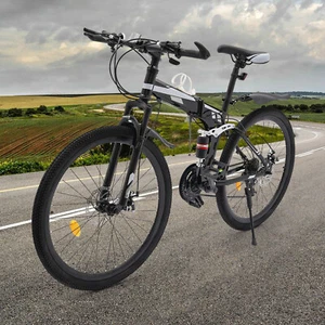 Mountainbike Scheibenbremse Fahrrad 26" 21-Gang MTB Schwarz+Weiß Mountainbike - Bild 1 von 21