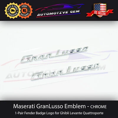 Maserati GranLusso Emblem Chrome Fender Letter Badge Logo OEM Quattroporte - Image 1 of 3
