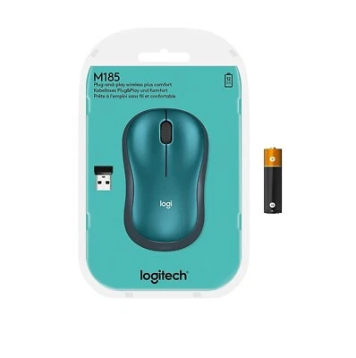 Logitech M185 Wireless Mouse, 2.4GHz with USB Mini Receiver, BLUE 910-003636 NEW - Image 1 of 4