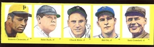 Original Hall of Fame Card Strip 5 Different Roberto Clemente & Babe Ruth EXMT - Picture 1 of 1