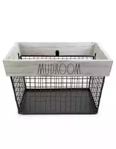 Cesta con cable ""Mudroom"" Rae Dunn con marco de madera clara - Imagen 1 de 3