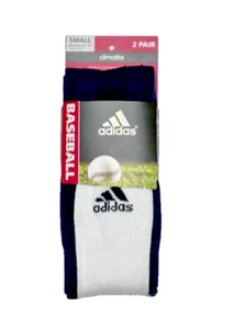 Adidas, Baseball/Softball, White w/Dark Navy Stirrup Socks OTC 2Pk. Size 13C-4Y - Picture 1 of 4