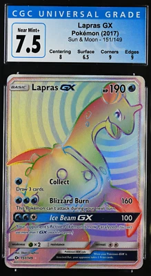 Pokemon Sun & Moon Base Set (2017), Lapras GX (151/149) Rainbow Rare, CGC Graded - Image 1 of 2