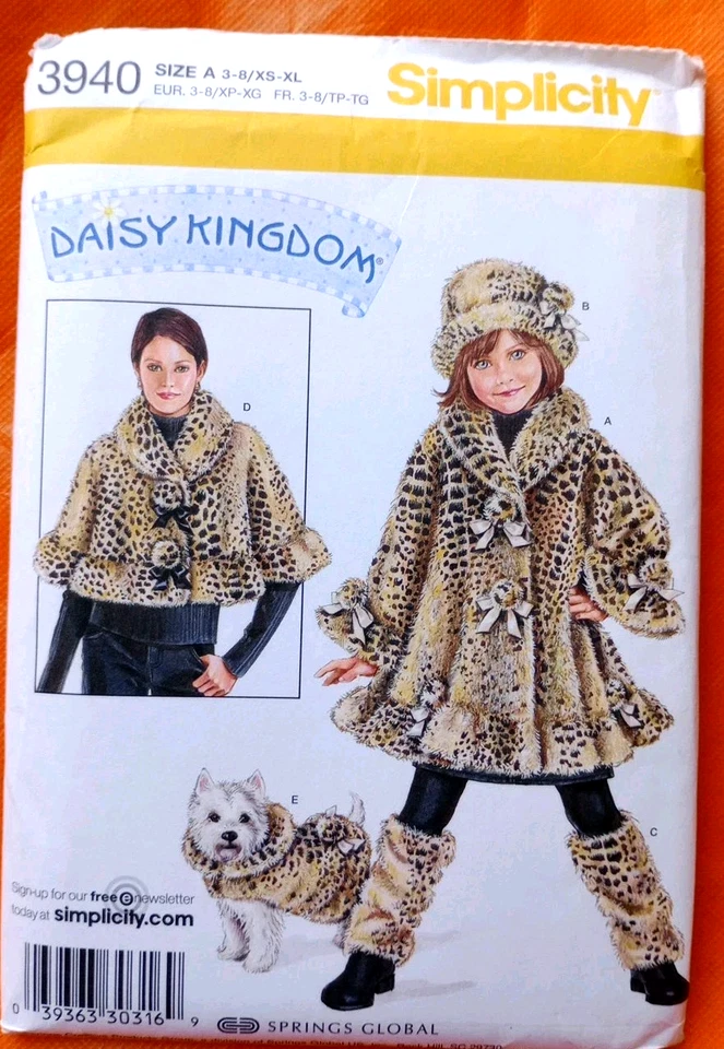 OOP Girl Coat Misses Capelet Dog Pattern Daisy Kingdom Simplicity 3940 Leggings