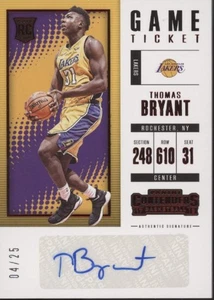 Thomas Bryant 2017-18 Panini Contenders Game Ticket Red RC Auto 04/25 #ST-TBY - Picture 1 of 2