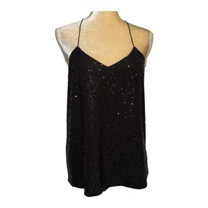 Tibi Black Sequined Spaghetti Strap Top Size S - Picture 1 of 8