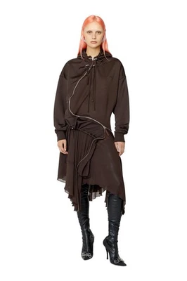 Vestido con Capucha Diesel D-Abanazip Marrón Talla Pequeña RARO Asimétrico Foto 1 de 4