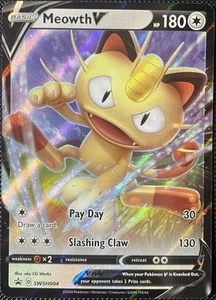 Meowth V SWSH004 SWSH: Sword & Shield Promo Cards Holo - Pokémon Card - Picture 1 of 2