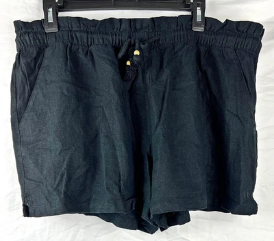 NUEVO NUEVO CON ETIQUETAS Hang Ten Negro Mezcla de Lino 4" Entrepierna Pantalones Cortos XL Foto 1 de 2