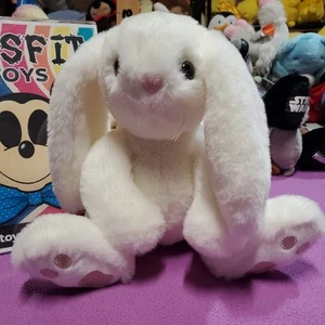 Bearington Collection Bunny Plush White Lop Ear Rabbit Sitting 9" Soft Toy Lovey - Picture 1 of 14