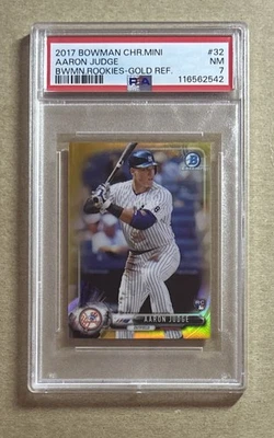 2017 Bowman Chrome Baseball Mini Aaron Judge Gold Rookie Card #32 #’d /50 PSA 7 - Image 1 of 2