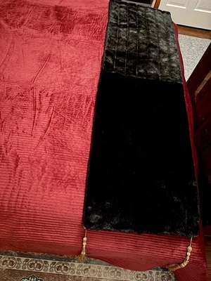 Iman 68” X 21” Faux Black Mink & Stole!  Bed Scarf, Runner Elegant Reverses Gold - Image 1 of 4