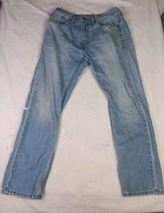 Jeans Levis 505 uomo 31x30 blu denim MACCHIE ANTICATO gamba dritta lavaggio leggero - Foto 1 di 24