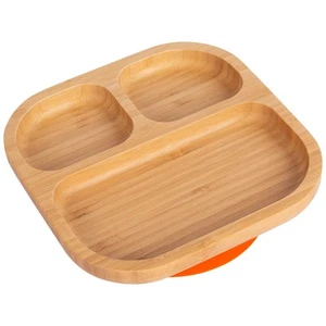 Tiny Dining Orange Divided Bamboo Baby Suction Plate Toddler Weaning Feeding Set - Picture 1 of 7