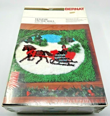 BERNAT Latch Hook RUG 26x34 - Holiday on the Wall Sleigh Ride Christmas Pattern - Image 1 of 2