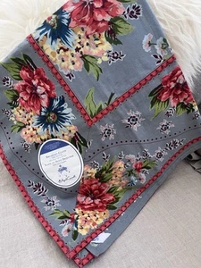 ๐ท April Cornell Josephine Smoke Floral Tablecloth 54" x 54" Cotton Cottage Chic - Picture 1 of 6