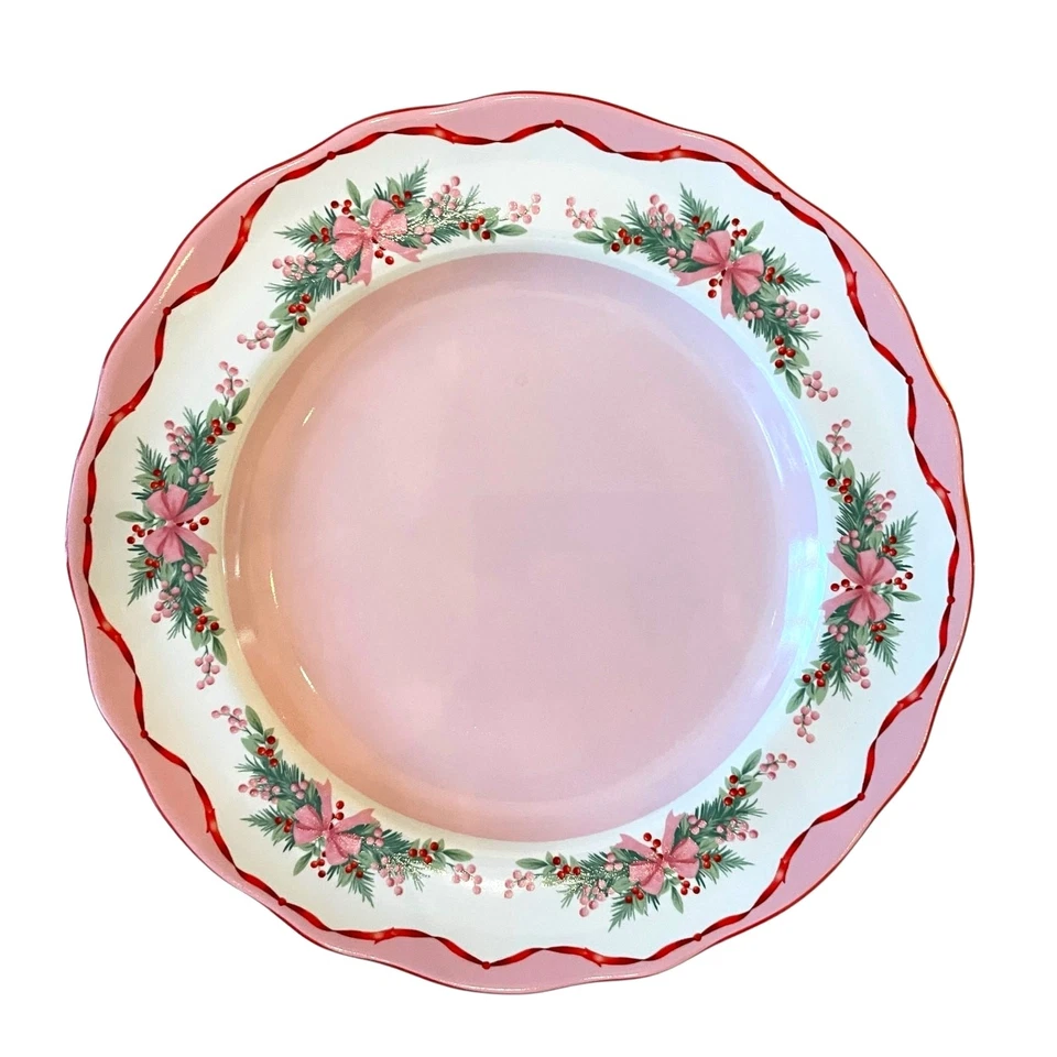 4 Platos de Cena ROSA NAVIDAD Arcos Rosa Árbol de Navidad Acebo 11" Porcelana 222 Quinto Foto 1 de 4