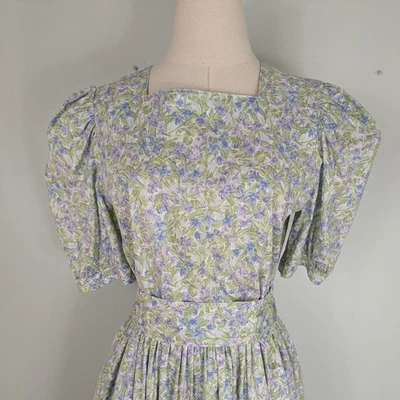 Maxi Vestido Floral S Multi Pradera Modesto Manga Casa De Colección Años 80 90 Azul Foto 1 de 4