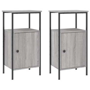 2x Bedside Tables Wooden Drawers Storage Side Shelf Cabinets Nightstand Grey - Picture 1 of 11