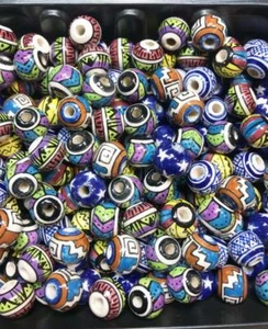 Peruvian Hair beads, and Crafts & Jewellery, Glazed ceramic BEADS ,BALL Mix - Picture 1 of 4