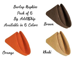 ADD&SHIP 6 Pack Burlap Napkins (15" x 15") - Wedding, Birthday & Home Decor - Picture 1 of 11