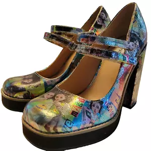 Scarpe da donna Steve Madden taglia 8,5 due volte Mary Jane platform stampa cosmica lamina - Foto 1 di 14