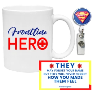 Infermiera Frontline Worker Regalo Tazza Clip Porta Badge e Carta Ispirazione Eroe - Foto 1 di 5