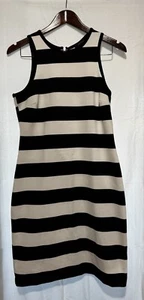 KAREN KANE Black/White Striped Sleeveless Exposed Back Zipper Dress~Size Small - Picture 1 of 10