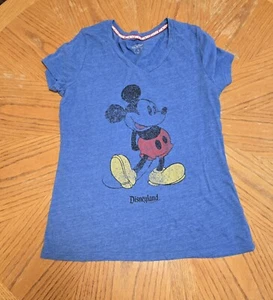 Women’s Disney Parks Mickey Mouse T Shirt Blue Vintage Wash Size L - Picture 1 of 5