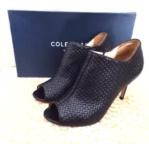 *** Cole Haan Gr. 7M Open Toe geflochtenes Leder PUMPS schwarz!! - Bild 1 von 8